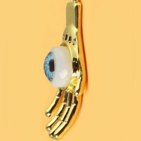 Realistic Evil Eye Hamsa~ Hand of Fatima Miriam Hamesh God Blue Eyeball Necklace - Picture 6 of 13